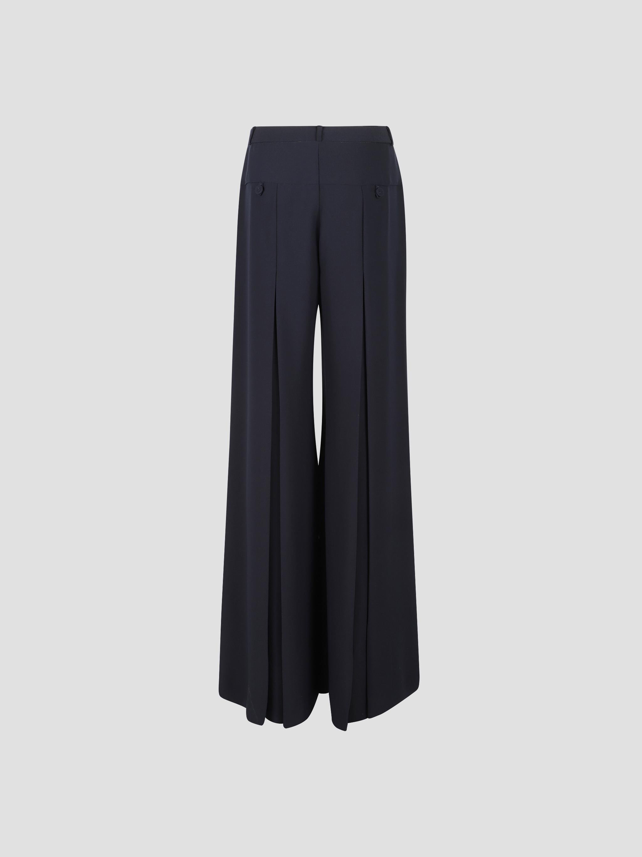 Wide-leg trousers with slits in crepe