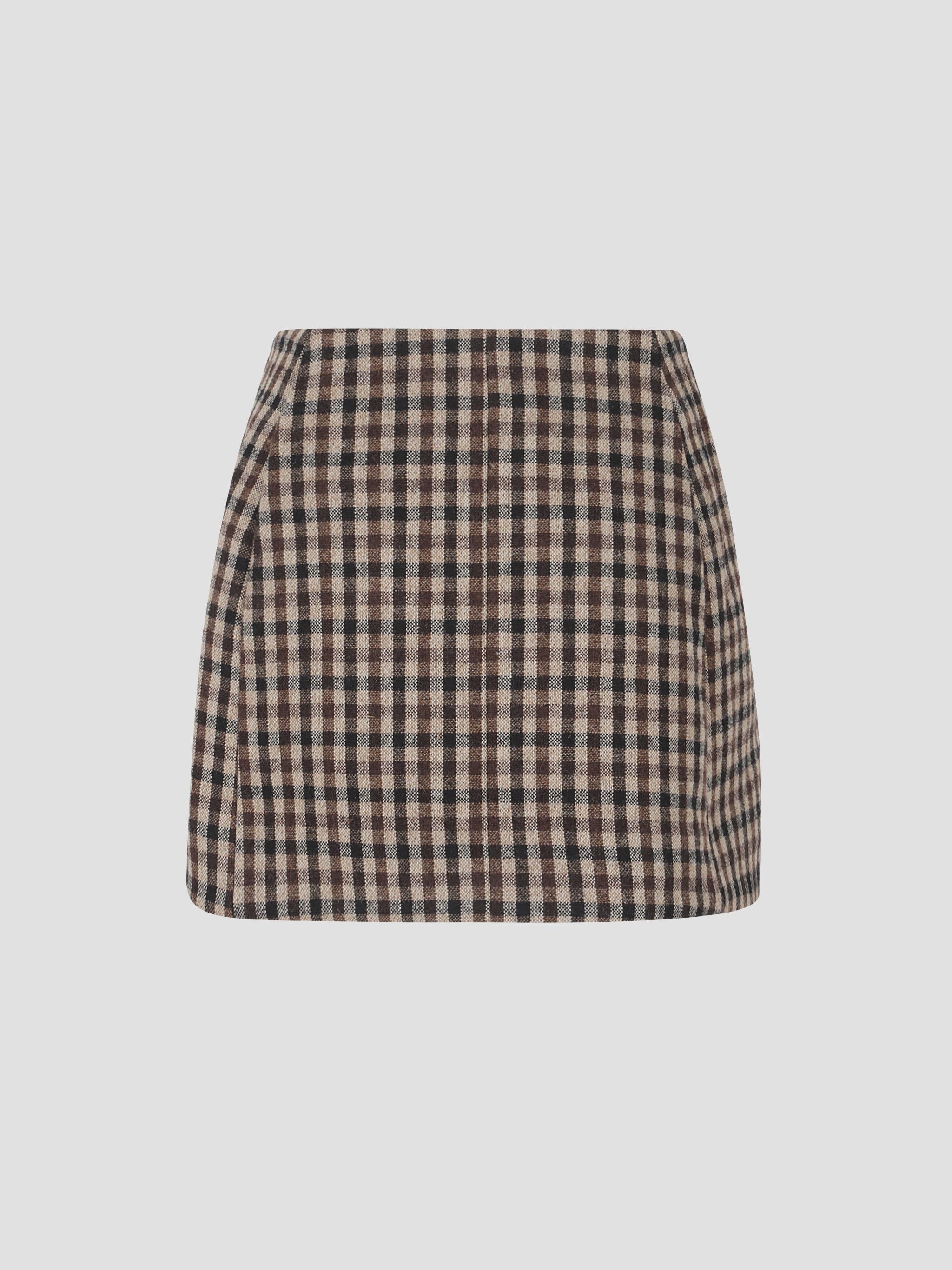 Check wool mix skirt