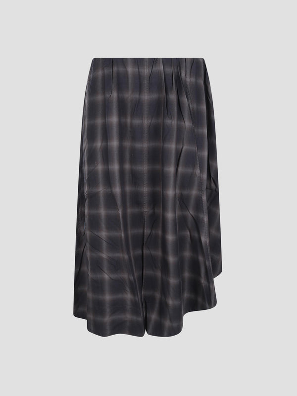 Fan skirt check midi skirt