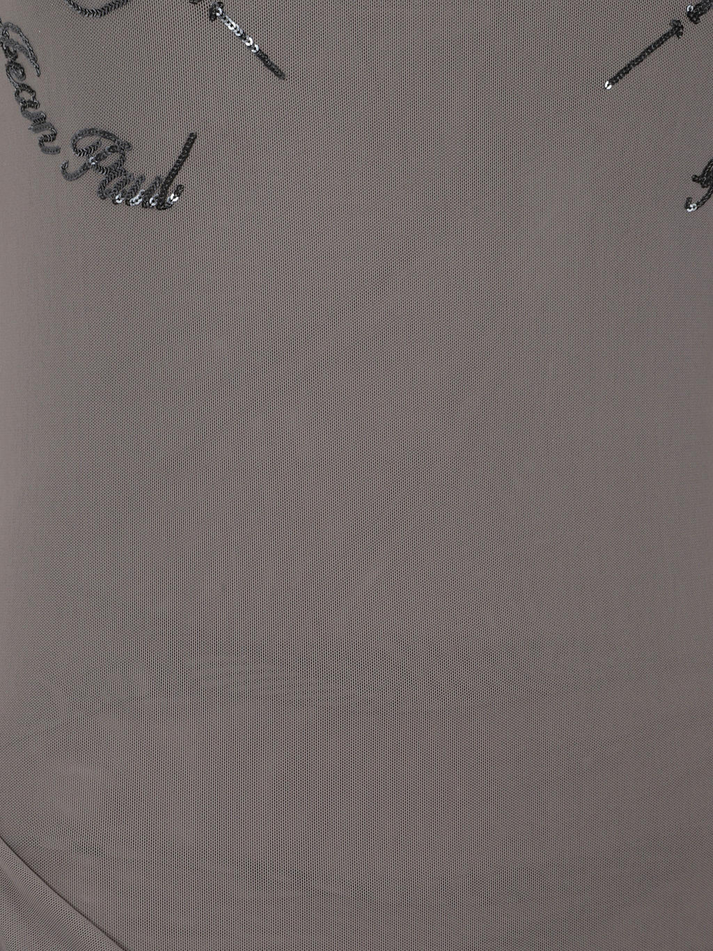 Mesh double layers long dress embroidered