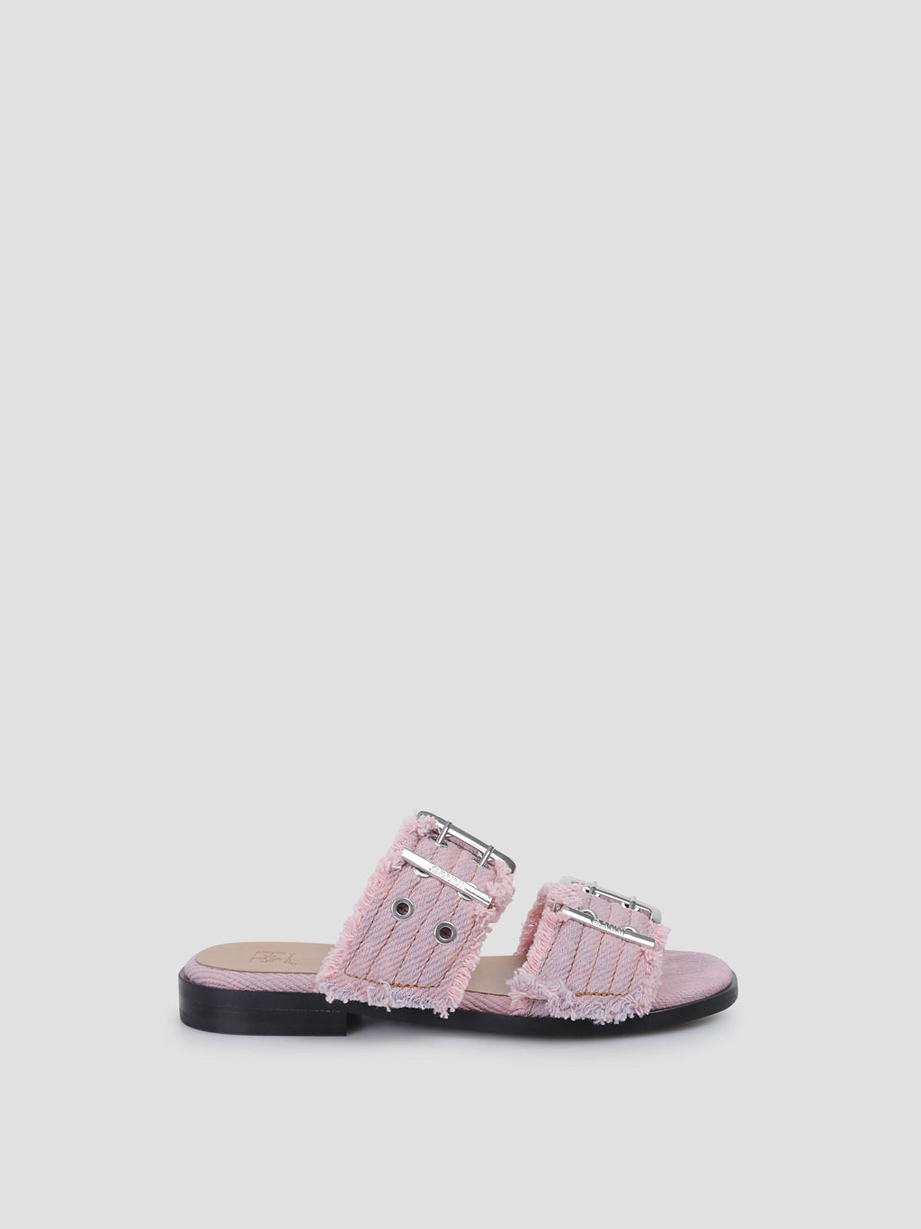 Feminine buckle strap sandal fringed denim
