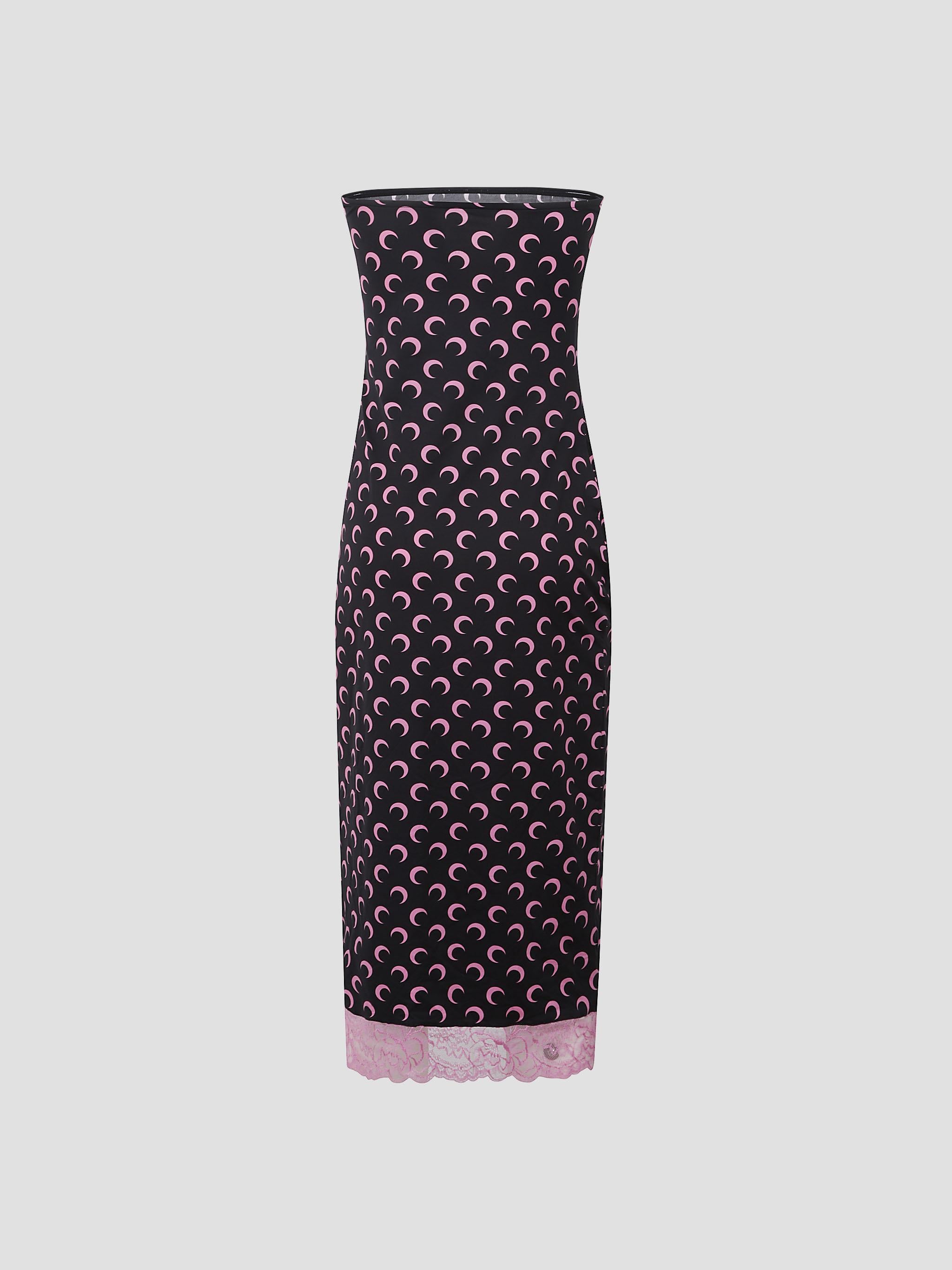 Moon printed sleeveless tube midi dress