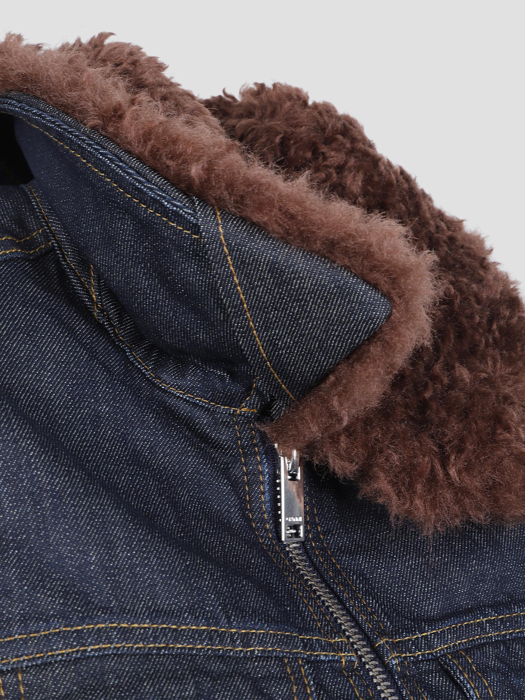 Slub denim cropped bomber jacket