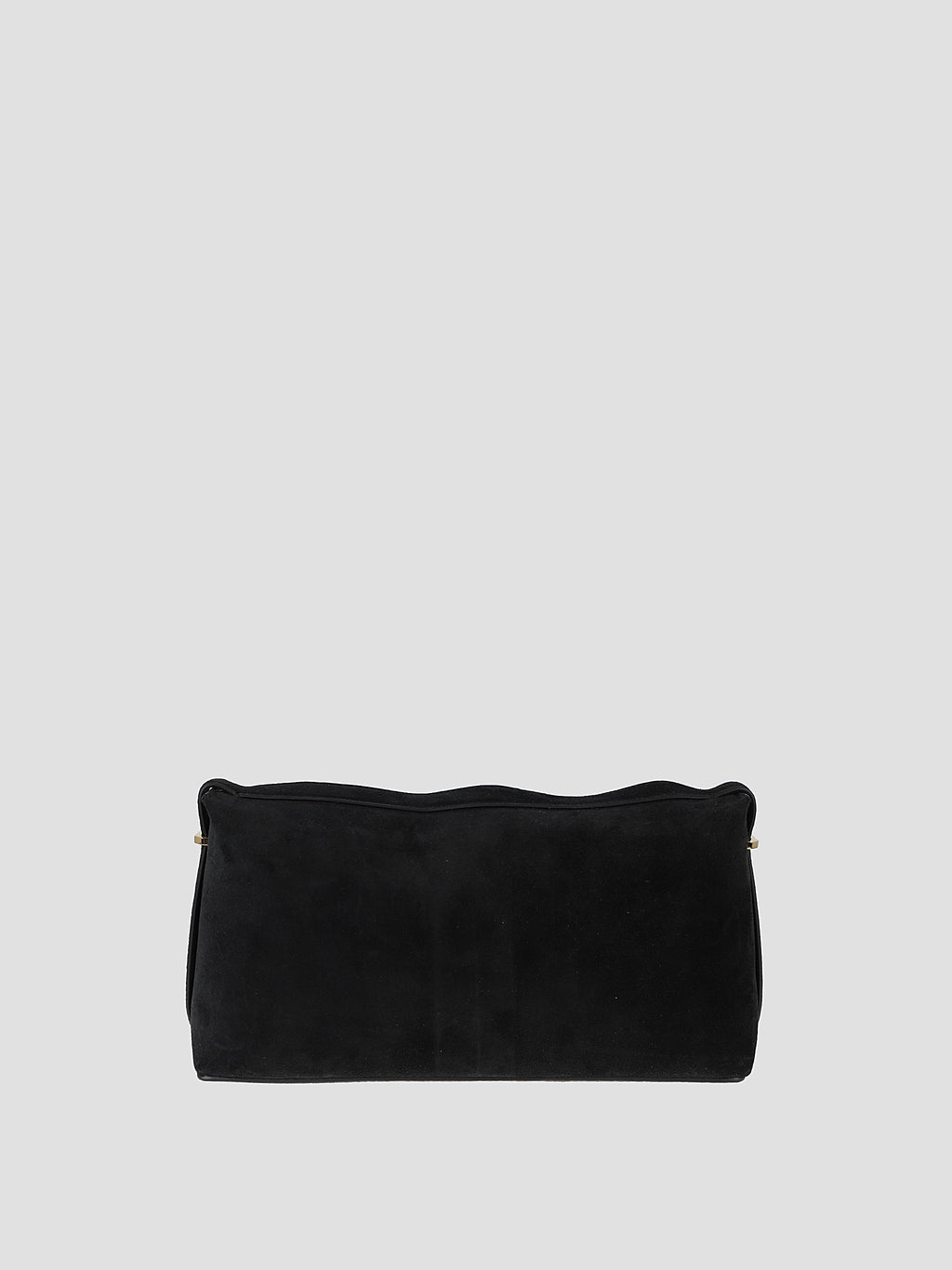 Belted suede clutch