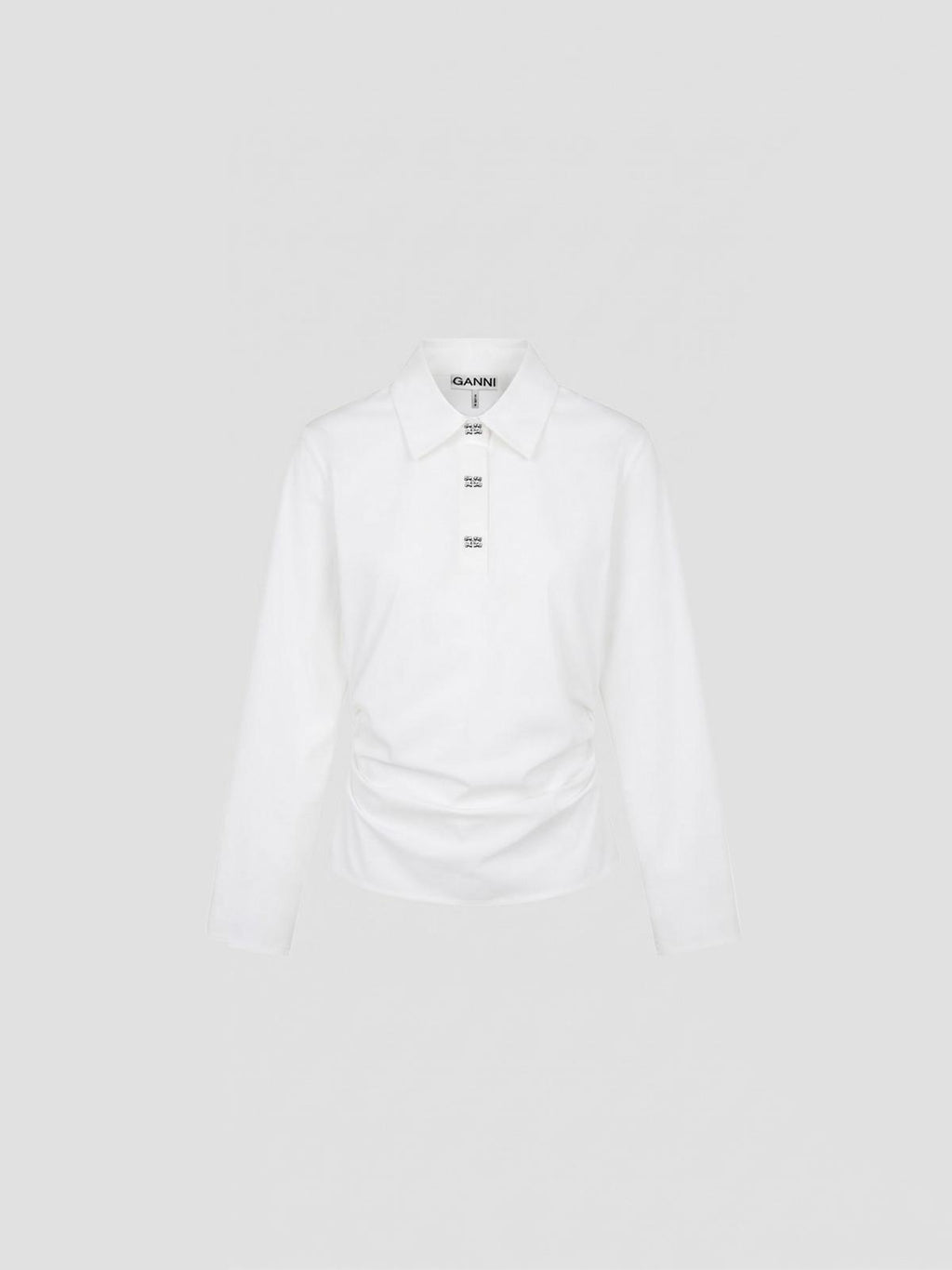 Ganni Heavy stretch jersey draped polo in white