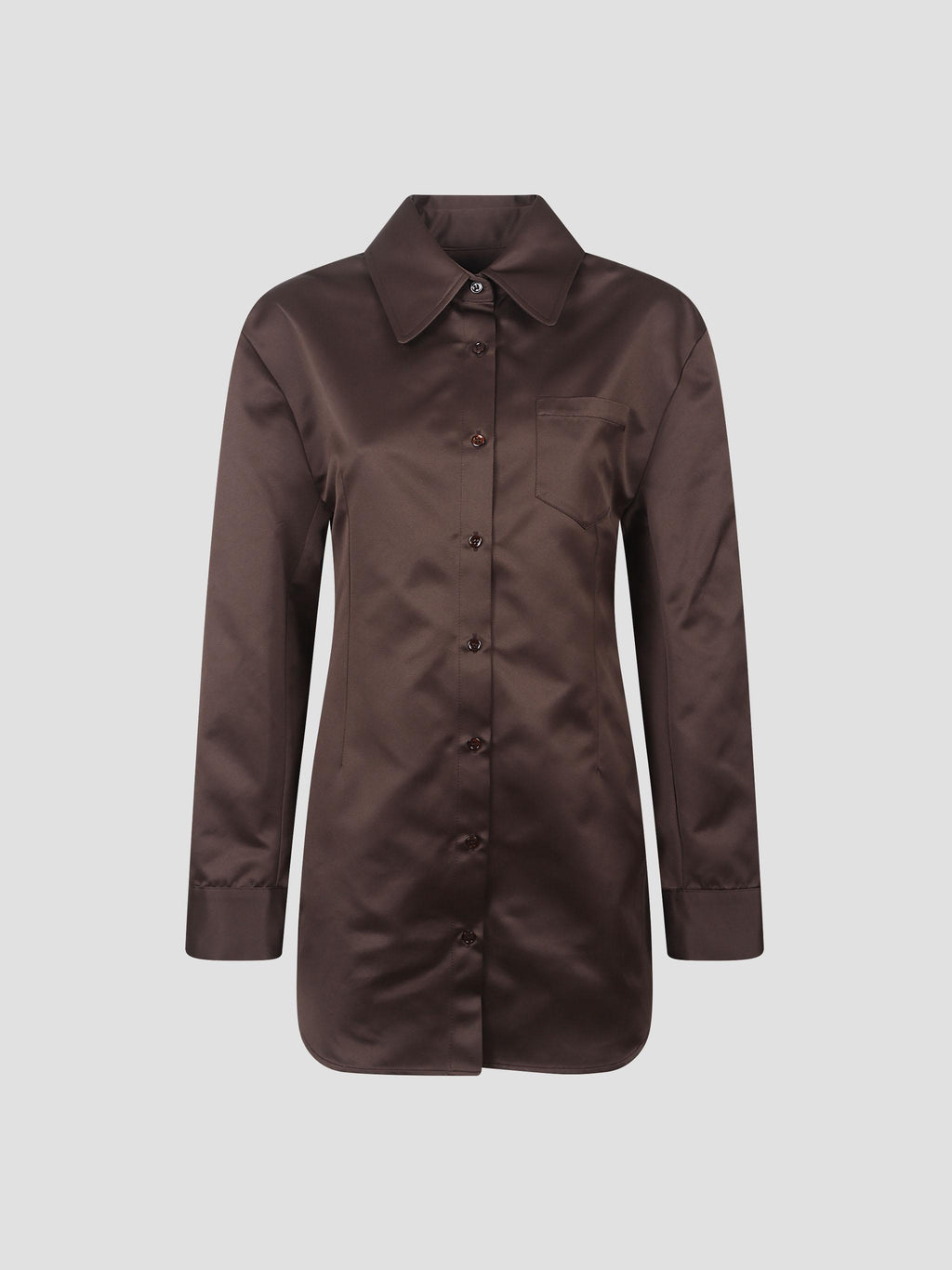 Akita satin cinched shirt dress