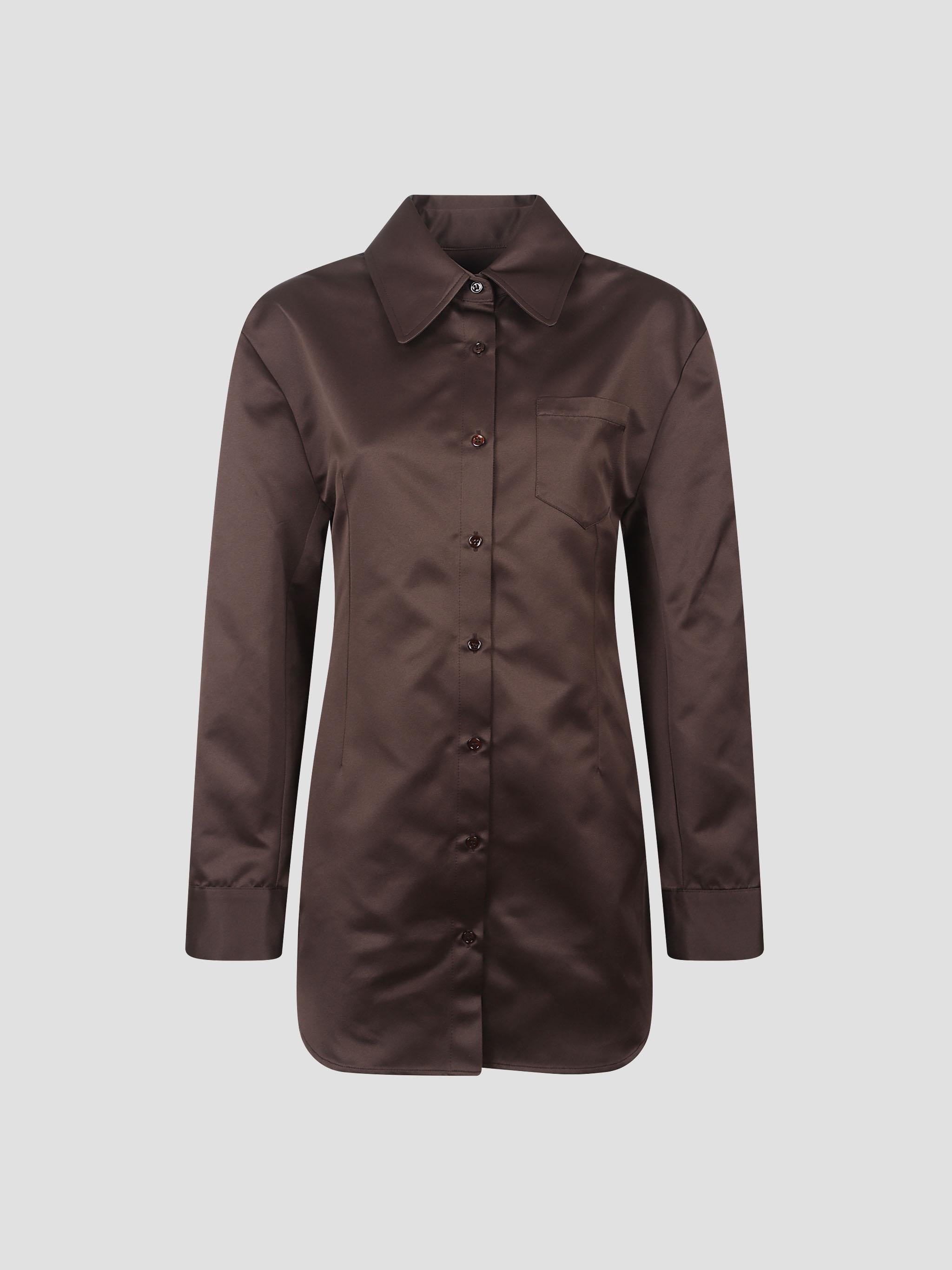 Akita satin cinched shirt dress