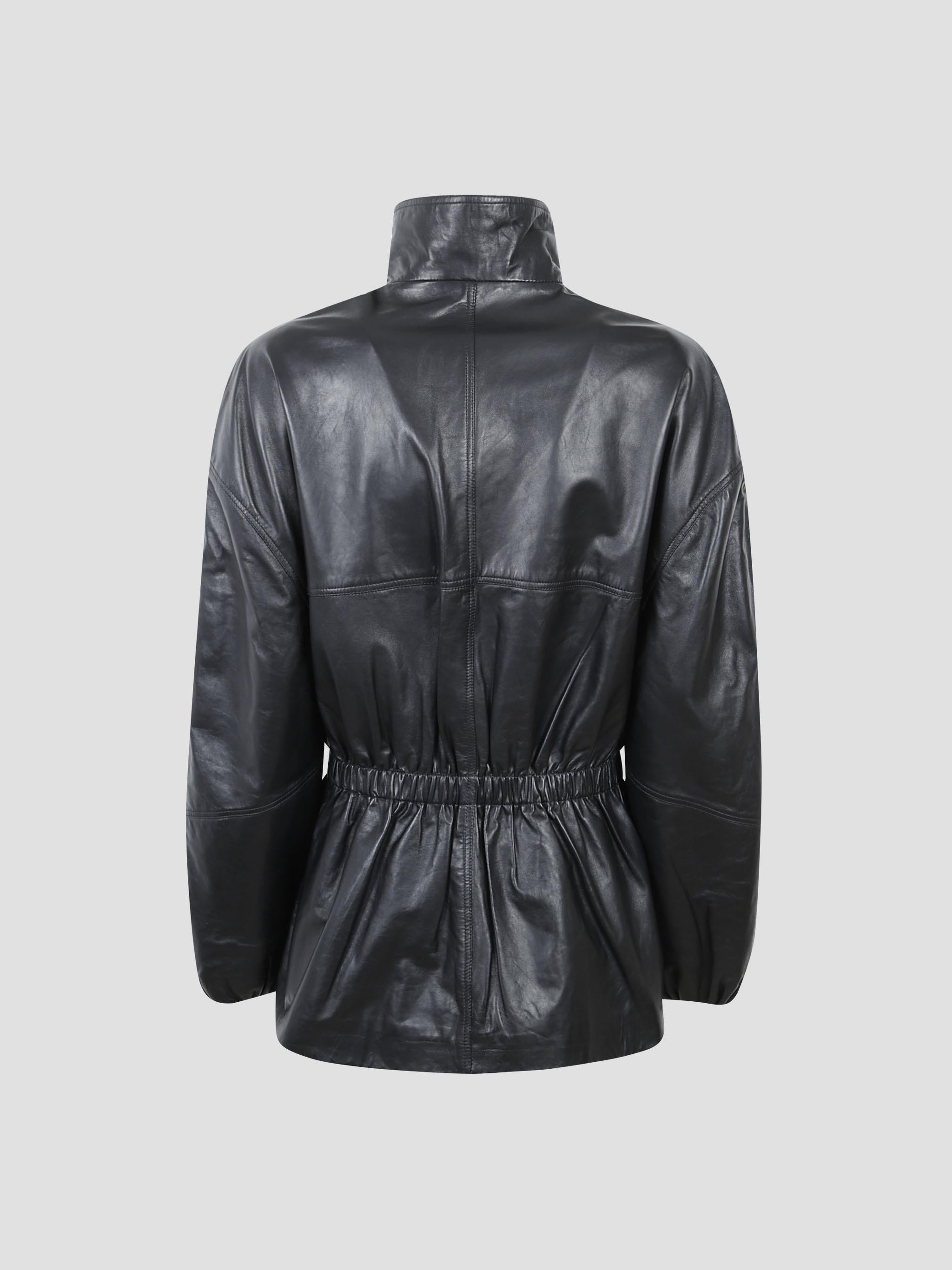 Carnaby funnel neck leather jacket