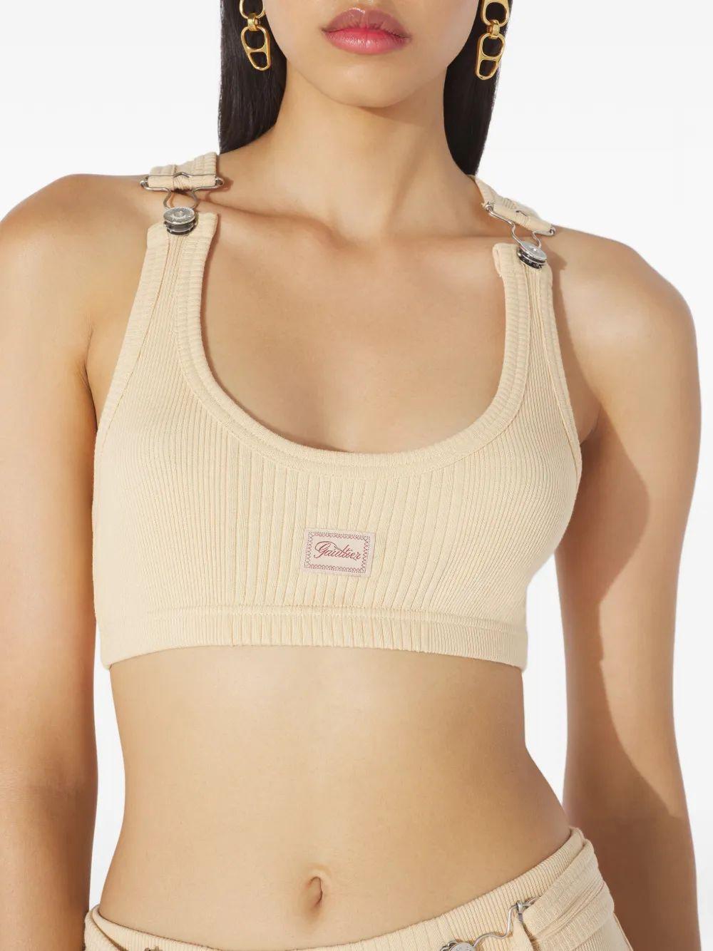The beige gaultier patch bra