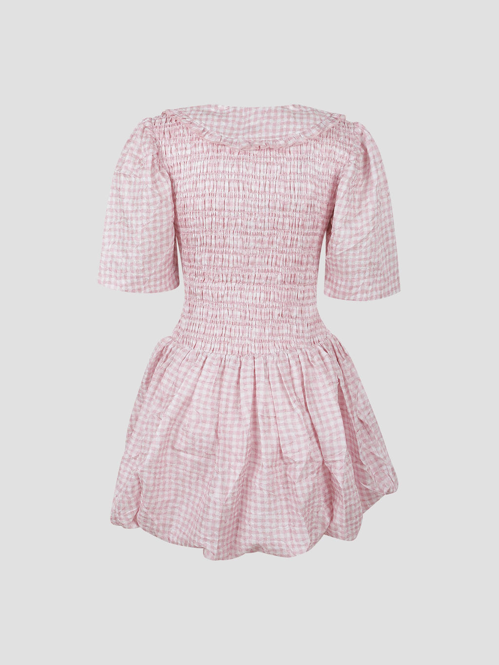 Shibori pleat mini smock bubble dress